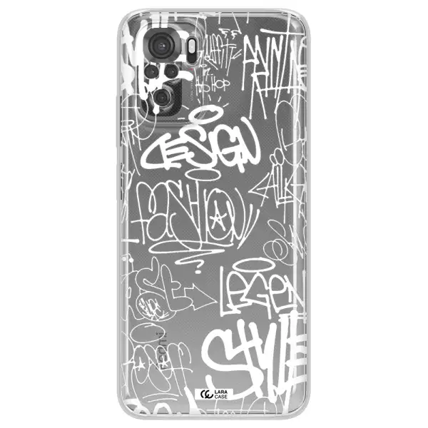 A White Background With Black And White Clouds Xiaomi Redmi Note 10S Clear Tpu Case