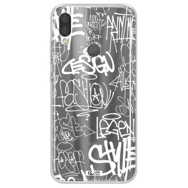 a white background with black and white clouds Xiaomi Redmi Note 7 Clear TPU Case