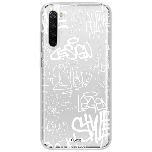 A White Background With Black And White Clouds Xiaomi Redmi Note 8T Clear Tpu Case