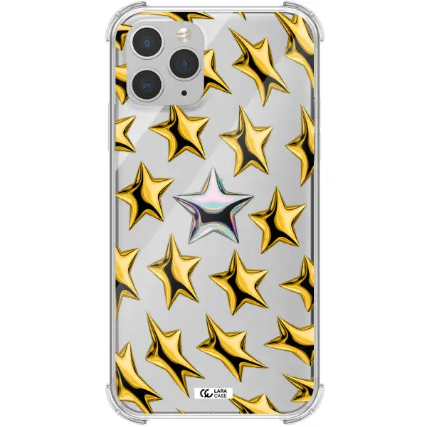 a group of gold stars Apple iPhone 11 pro Clear PC Case