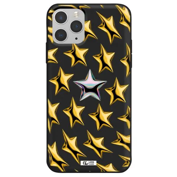 a group of gold stars Apple iPhone 11 pro max Silicone black Case