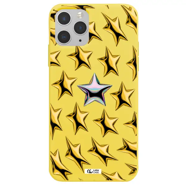 a group of gold stars Apple iPhone 11 pro max Silicone canary yellow Case