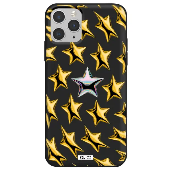 a group of gold stars Apple iPhone 11 pro Silicone black Case