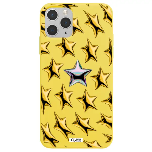 a group of gold stars Apple iPhone 11 pro Silicone canary yellow Case