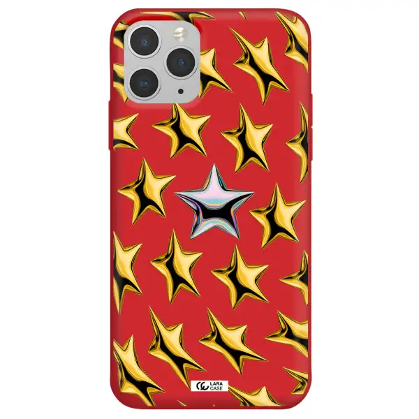 a group of gold stars Apple iPhone 11 pro Silicone Imperial Red Case