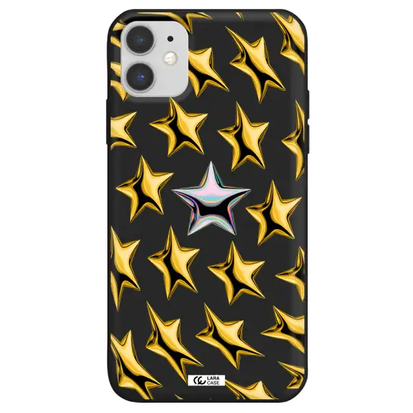 a group of gold stars Apple iPhone 11 Silicone black Case