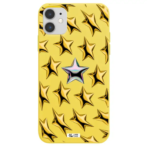 a group of gold stars Apple iPhone 11 Silicone canary yellow Case