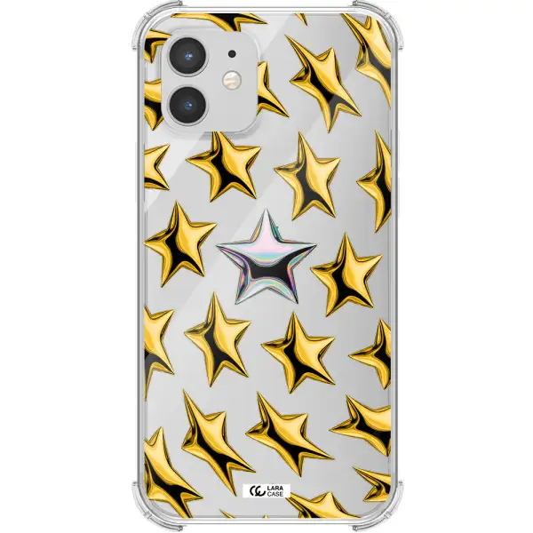 a group of gold stars Apple iPhone 12 Clear PC Case