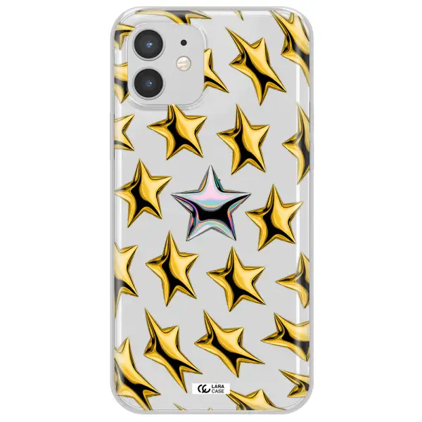 a group of gold stars Apple iPhone 12 Clear TPU Case