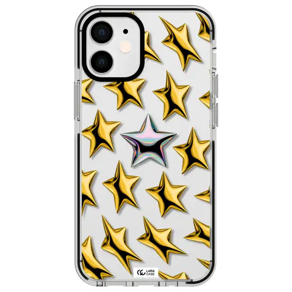 a group of gold stars Apple iPhone 12 mini impact black border Case