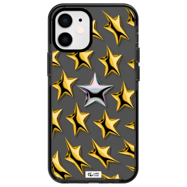 a group of gold stars Apple iPhone 12 mini impact Smoke Black Case