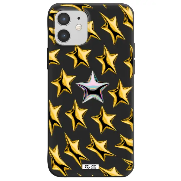 a group of gold stars Apple iPhone 12 mini Silicone black Case