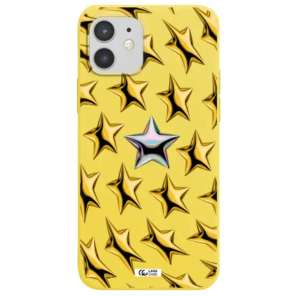 a group of gold stars Apple iPhone 12 mini Silicone canary yellow Case