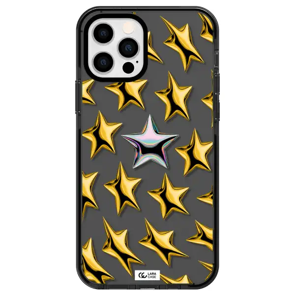 a group of gold stars Apple iPhone 12 pro impact Smoke Black Case