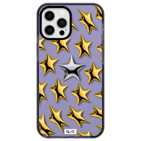 a group of gold stars Apple iPhone 12 pro max impact Lilac Case