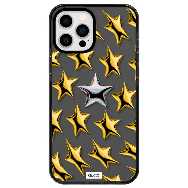 a group of gold stars Apple iPhone 12 pro max impact Smoke Black Case