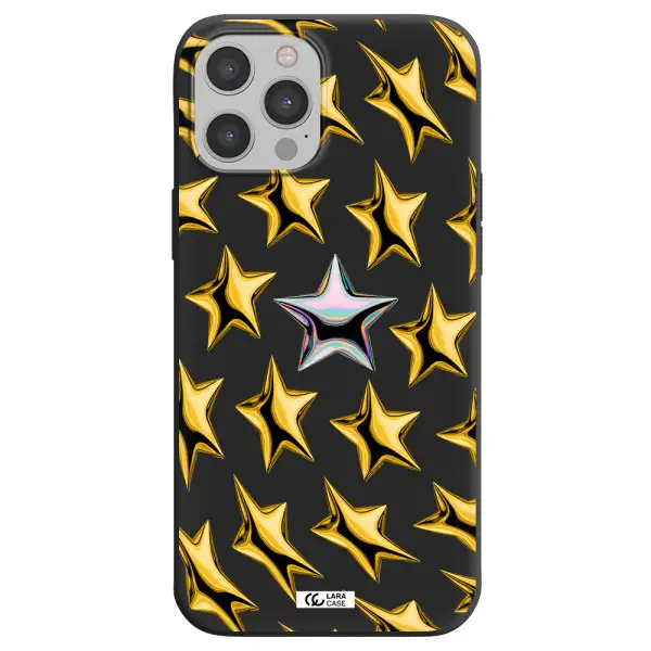 a group of gold stars Apple iPhone 12 pro max Silicone black Case