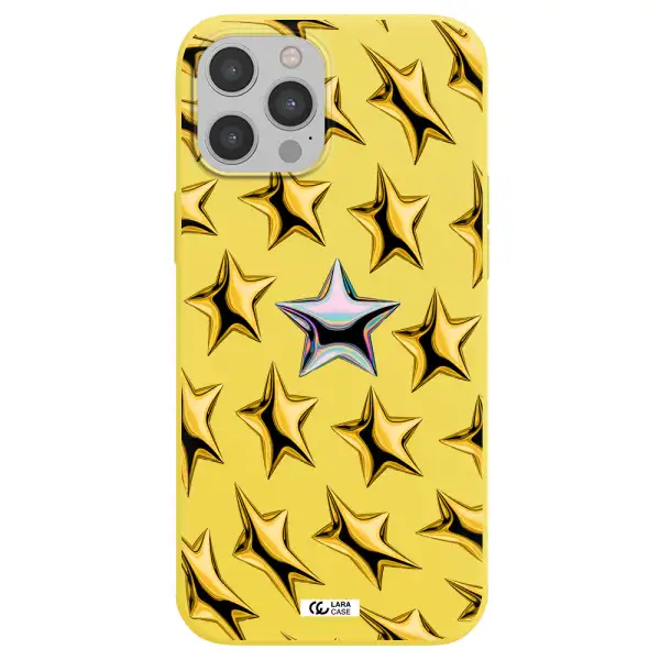 a group of gold stars Apple iPhone 12 pro Silicone canary yellow Case