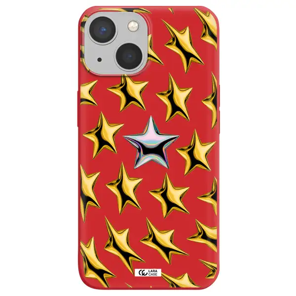 a group of gold stars Apple iPhone 13 mini Silicone Imperial Red Case