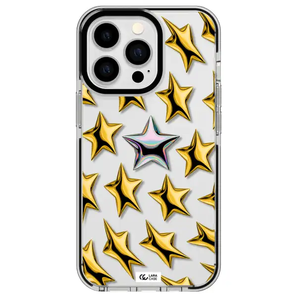 a group of gold stars Apple iPhone 13 Pro impact black border Case