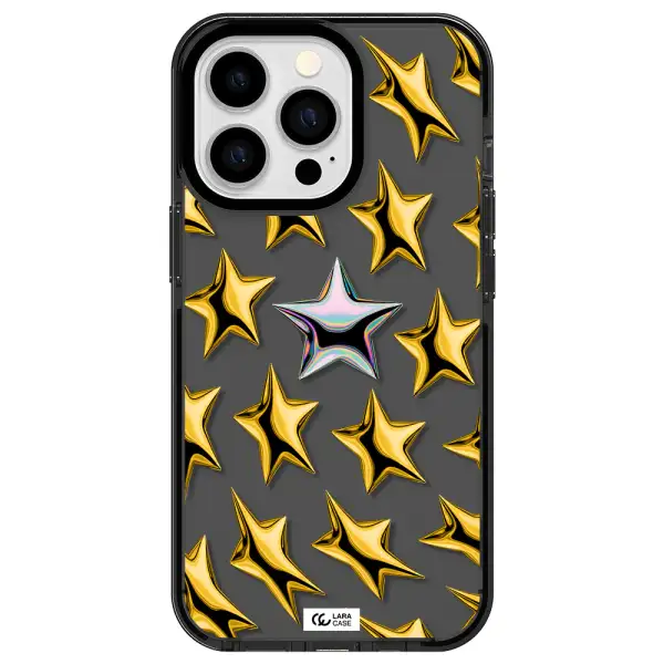 a group of gold stars Apple iPhone 13 Pro impact Smoke Black Case