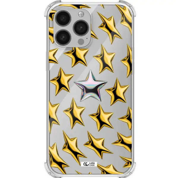 a group of gold stars Apple iPhone 13 Pro Max Clear PC Case