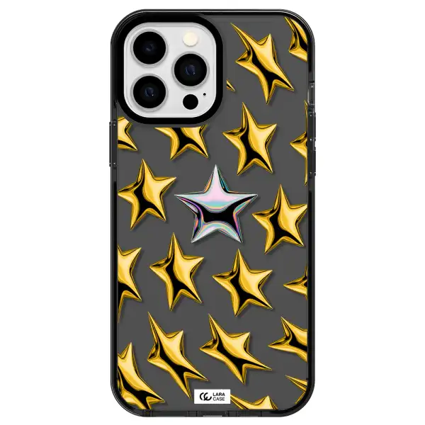 a group of gold stars Apple iPhone 13 Pro Max impact Smoke Black Case