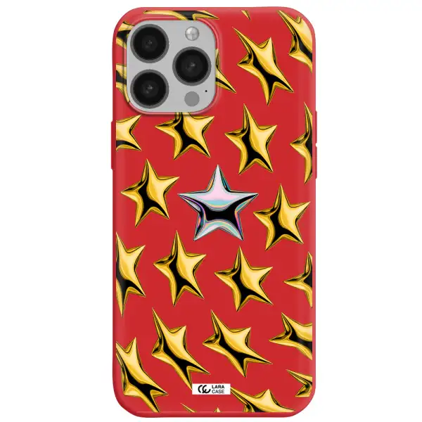 a group of gold stars Apple iPhone 13 Pro Max Silicone Imperial Red Case