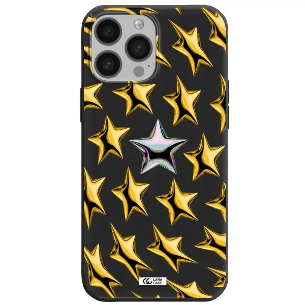 a group of gold stars Apple iPhone 13 Pro Silicone black Case