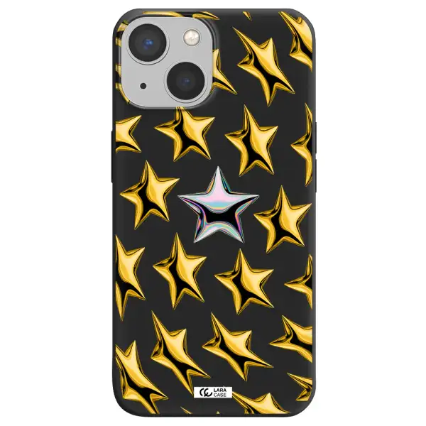 a group of gold stars Apple iPhone 13 Silicone black Case