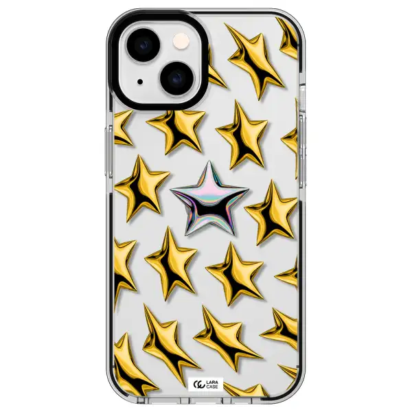 a group of gold stars Apple iPhone 14 impact black border Case
