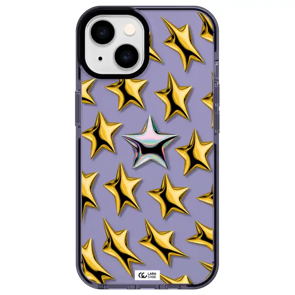 a group of gold stars Apple iPhone 14 impact Lilac Case