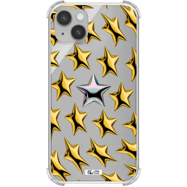 a group of gold stars Apple iPhone 14 plus Clear PC Case