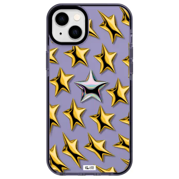 a group of gold stars Apple iPhone 14 plus impact Lilac Case