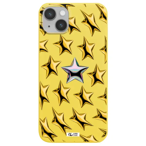 a group of gold stars Apple iPhone 14 plus Silicone canary yellow Case