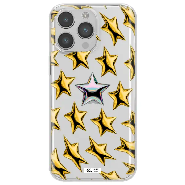a group of gold stars Apple iPhone 14 pro Clear TPU Case