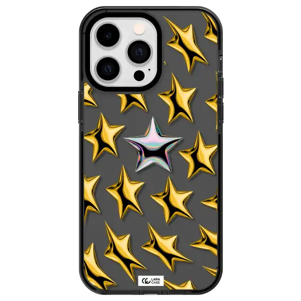 a group of gold stars Apple iPhone 14 pro max impact Smoke Black Case
