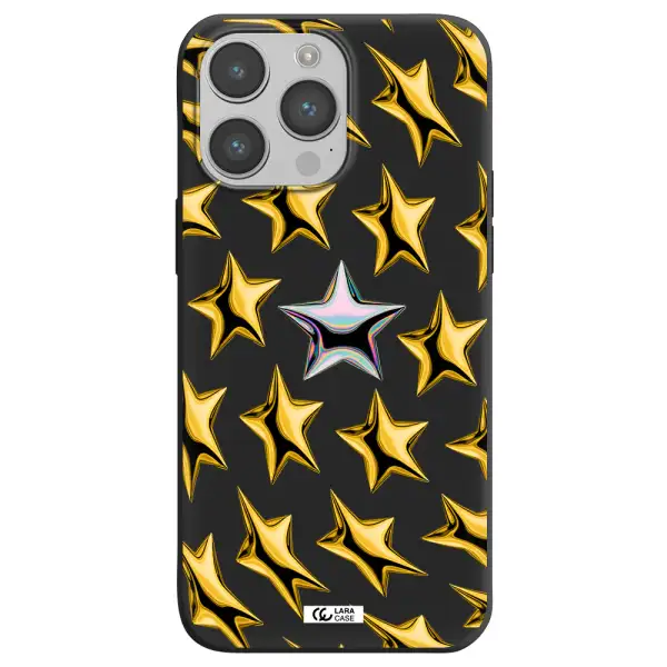 a group of gold stars Apple iPhone 14 pro Silicone black Case