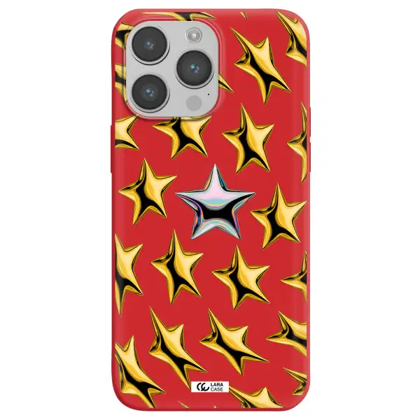 a group of gold stars Apple iPhone 14 pro Silicone Imperial Red Case
