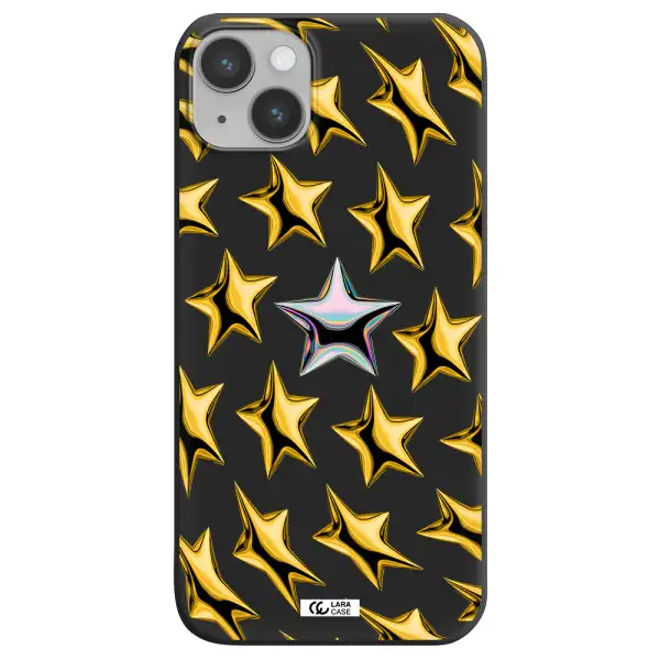 a group of gold stars Apple iPhone 14 Silicone black Case