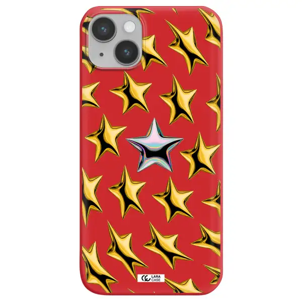 a group of gold stars Apple iPhone 14 Silicone Imperial Red Case