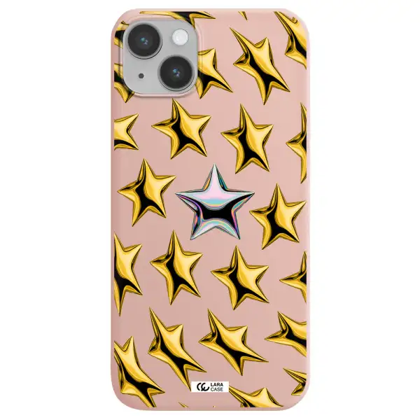 a group of gold stars Apple iPhone 14 Silicone pastel pink Case