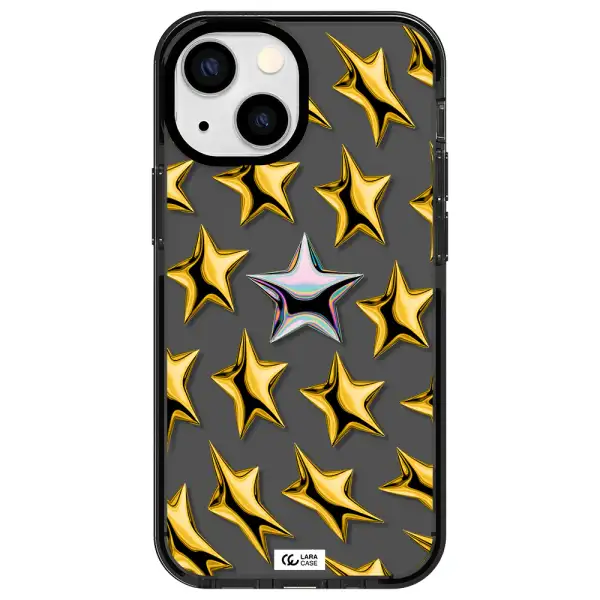 a group of gold stars Apple iPhone 15 impact Smoke Black Case