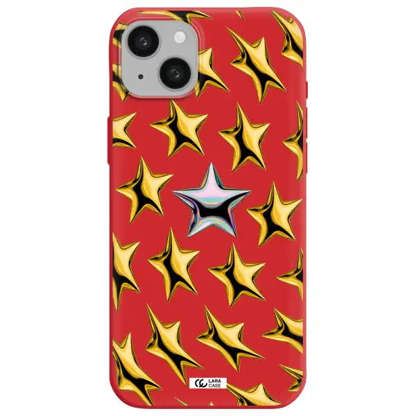 a group of gold stars Apple iphone 15 plus Silicone Imperial Red Case