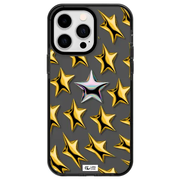 a group of gold stars Apple iPhone 15 Pro impact Smoke Black Case
