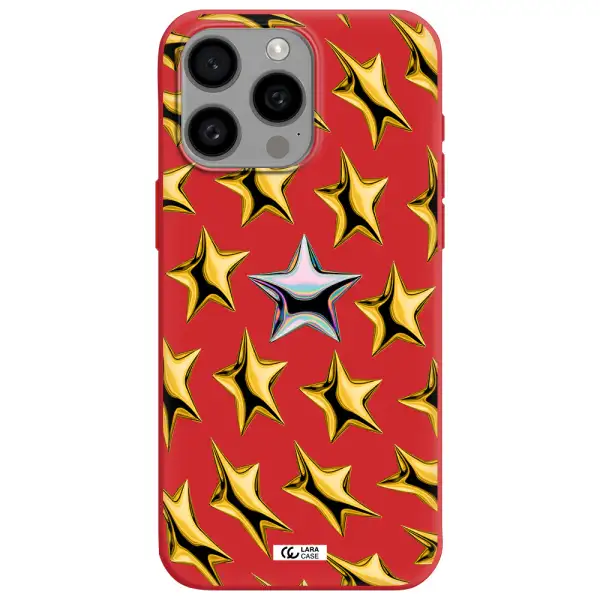A Group Of Gold Stars Apple Iphone 15 Pro Max Silicone Imperial Red Case