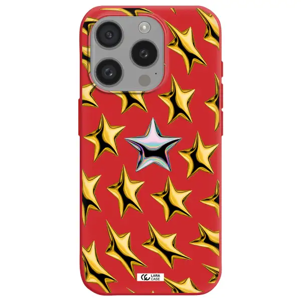 A Group Of Gold Stars Apple Iphone 15 Pro Silicone Imperial Red Case