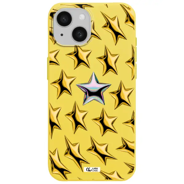 a group of gold stars Apple iPhone 15 Silicone canary yellow Case