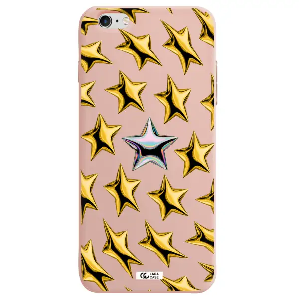 a group of gold stars Apple iPhone 6 plus Silicone pastel pink Case