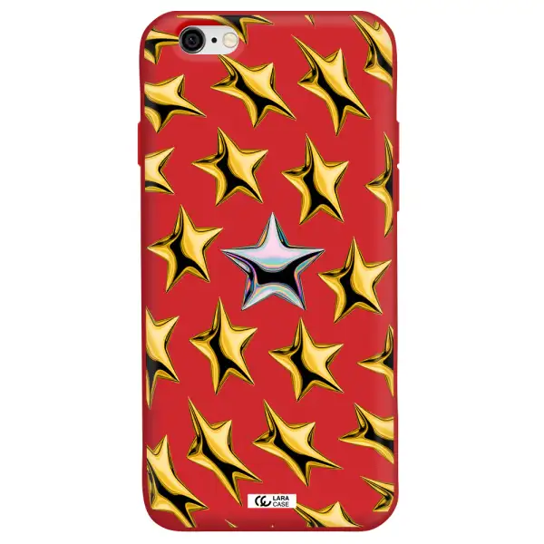 a group of gold stars Apple iPhone 6 Silicone Imperial Red Case
